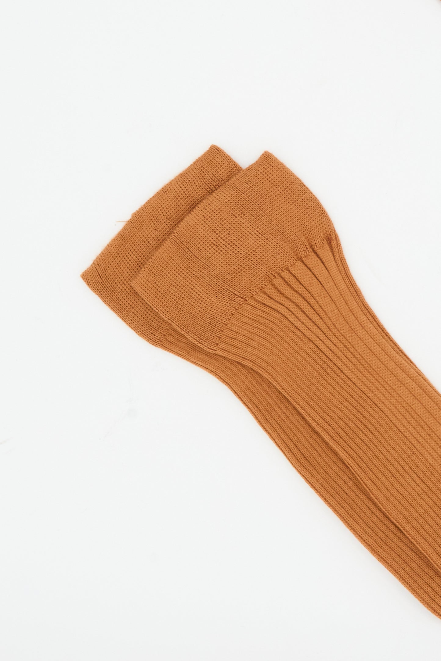 A pair of Maria La Rosa Long Sock in Cannella is laid flat on a white background.
