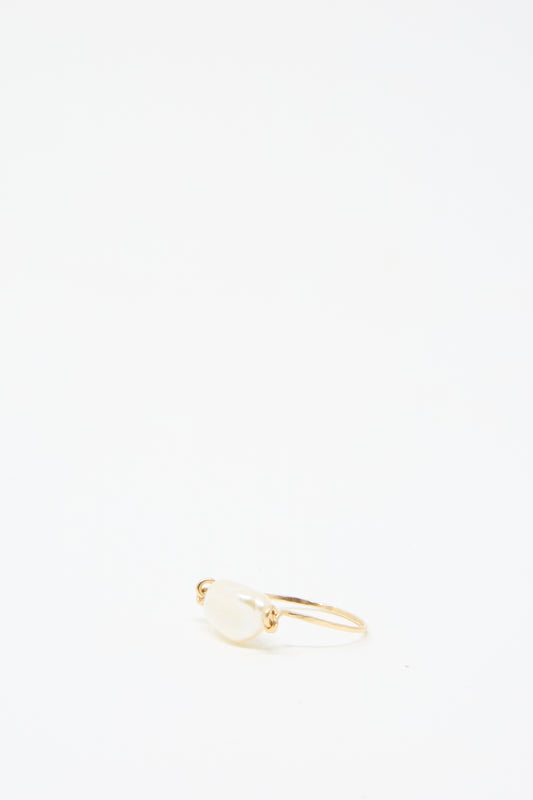 The Baroque Pearl Ring in White by Mary MacGill is elegantly displayed against a plain white background.