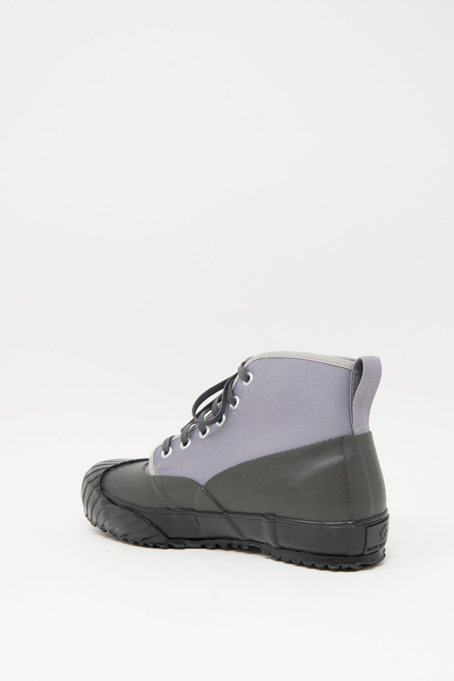 The Moonstar Alweather RF Sneaker in Ash, a women's gray and black canvas lace-up with a rubber sole, is displayed at an angle against a plain white background.