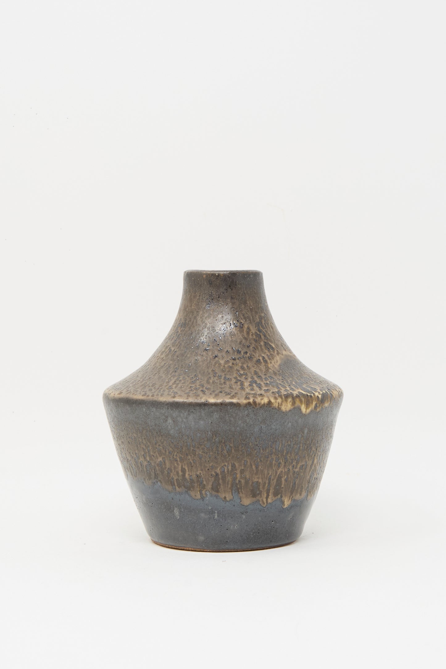 The Small Sap Vase in Black II by Rachel Craven features a wide, rounded body, narrow neck, and brown-gray mineral glaze, displayed on a plain white background.