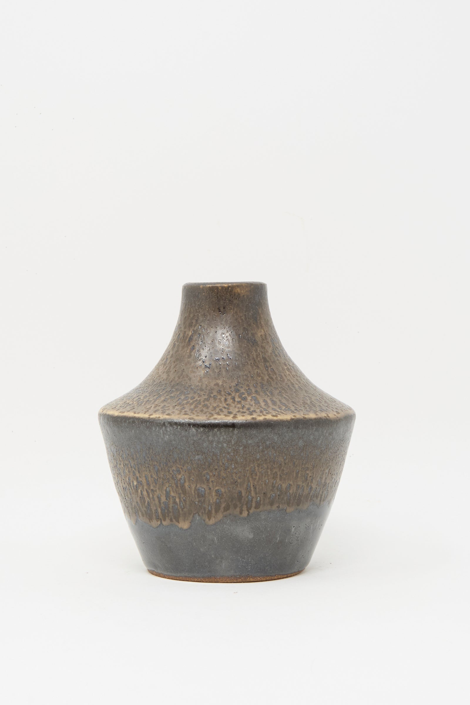 The Small Sap Vase in Black II by Rachel Craven is a compact, wheel-thrown clay vase with a narrow neck and a black mineral glaze, shown on a plain white background.