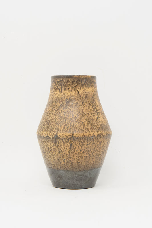 The Small Sap Vase in Brown by Rachel Craven is handmade with a wide body, narrow neck, and a textured brown speckled glaze, shown against a plain white background.
