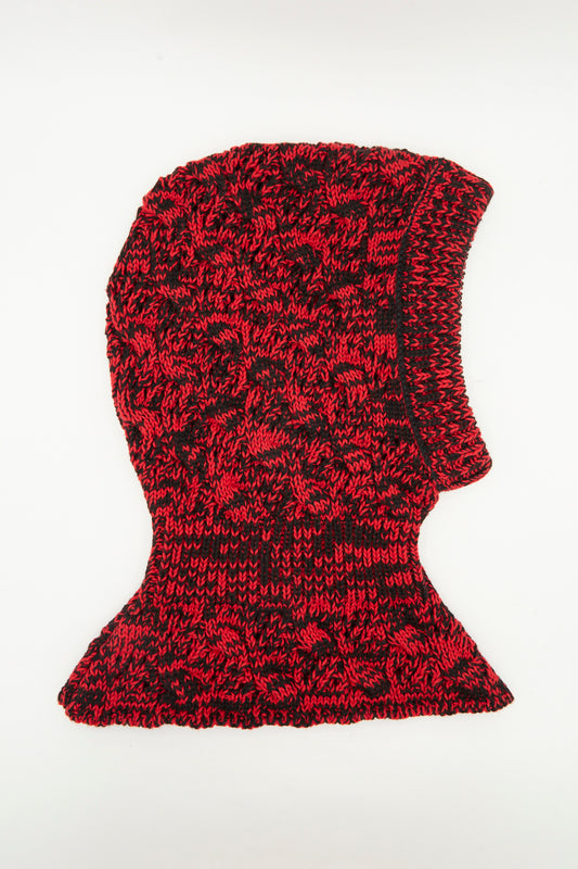 The Rachel Comey Zet Balaclava in Red Marle adds stylish texture to your look with its red and black marled finish.