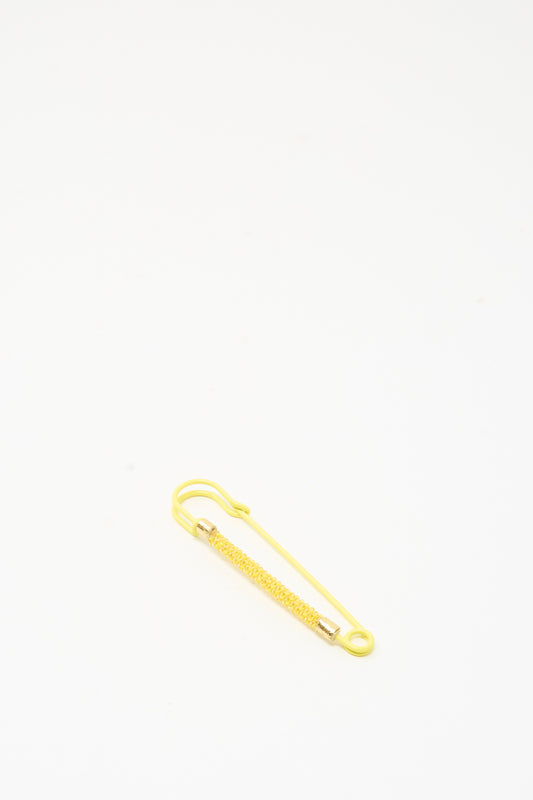 Robin Mollicone Beaded Safety Pin in Yellow, featuring a yellow color-coated steel safety pin with a beaded shaft.