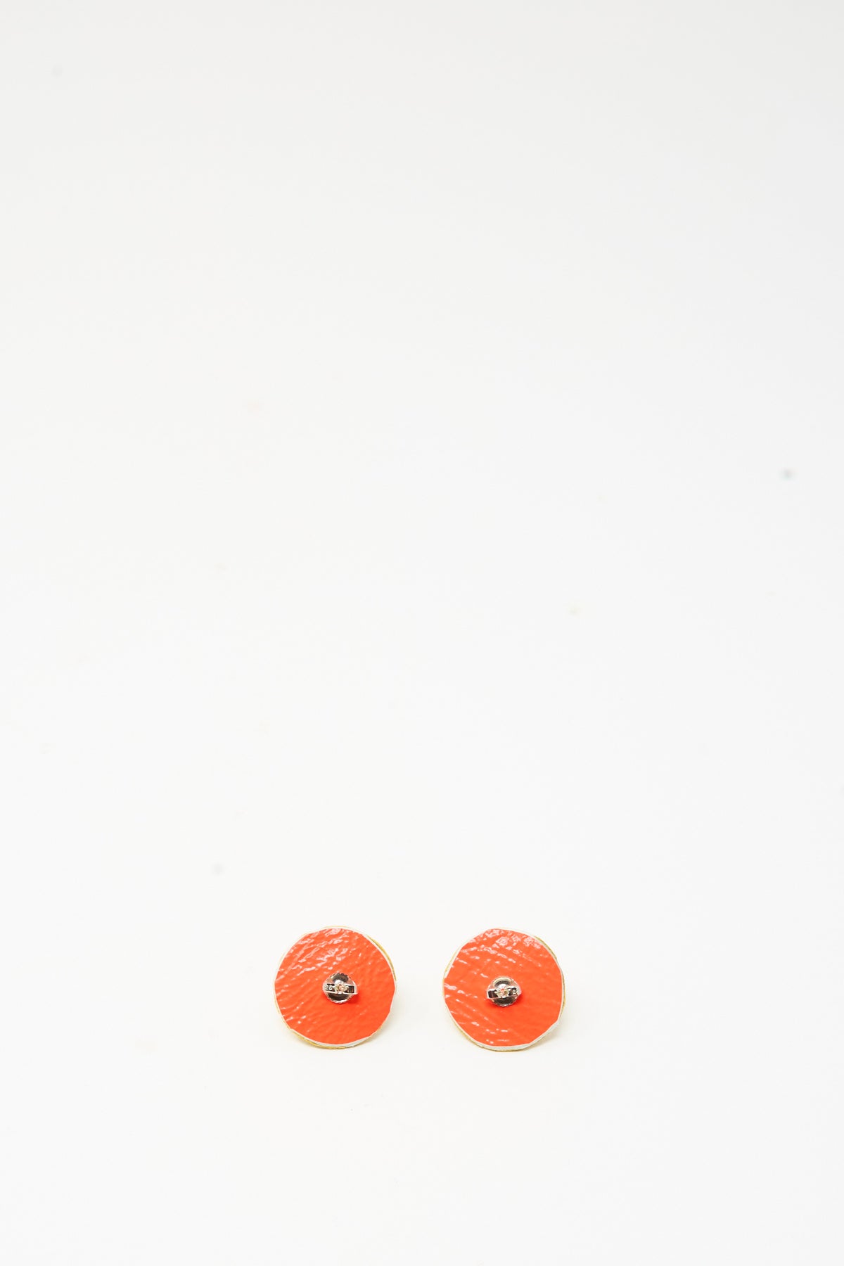 Handmade, round orange Stud Earrings in Jasper.
