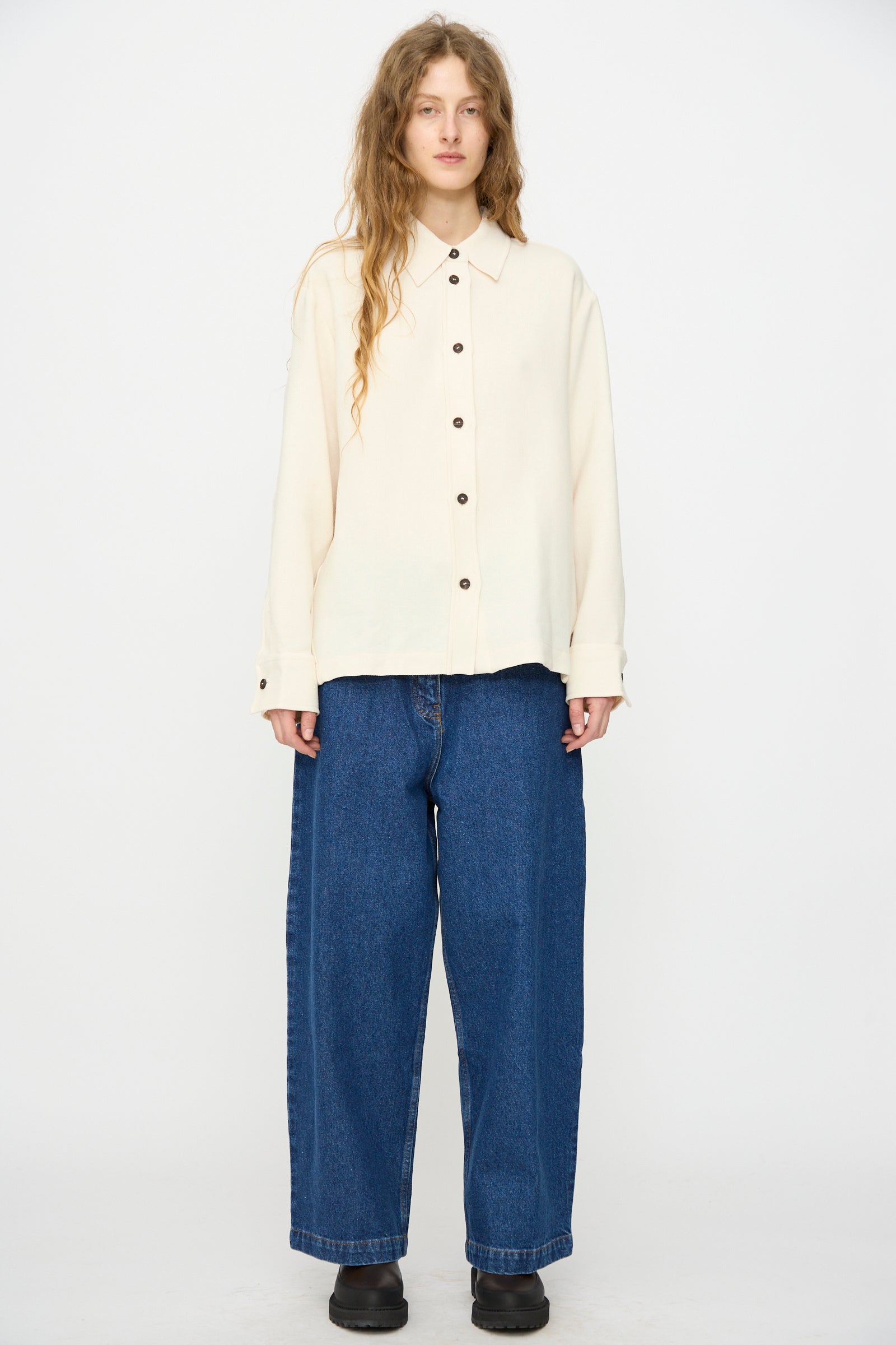Studio Nicholson - Double Wool Sablé Santini Overshirt in Chalk