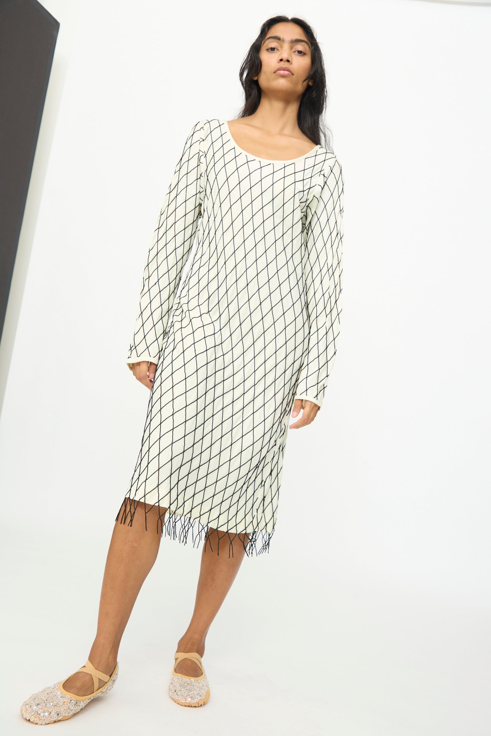 Tigra Tigra - Off the Shoulder Dress in Pale Yellow with Beads