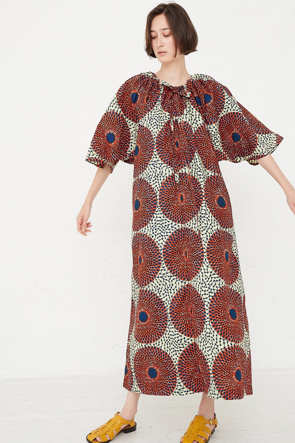 Odile Jacobs - Arabelle Dress in Rust Circles front view