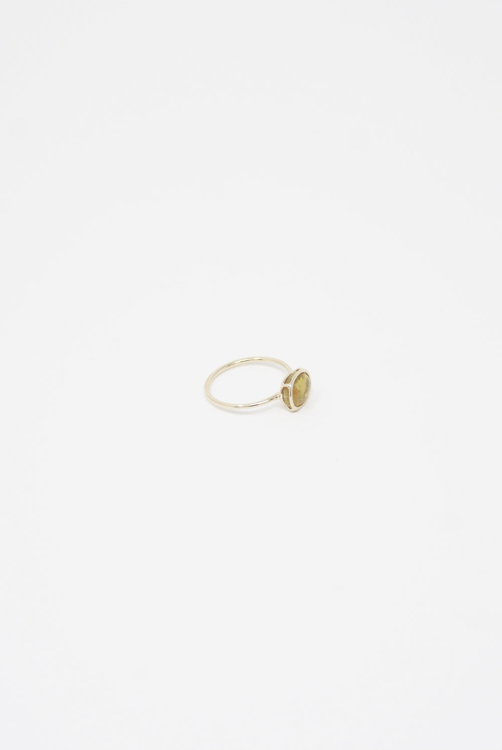 Mary MacGill - 14K Floating Ring in Yellow Tourmaline size 7 side view