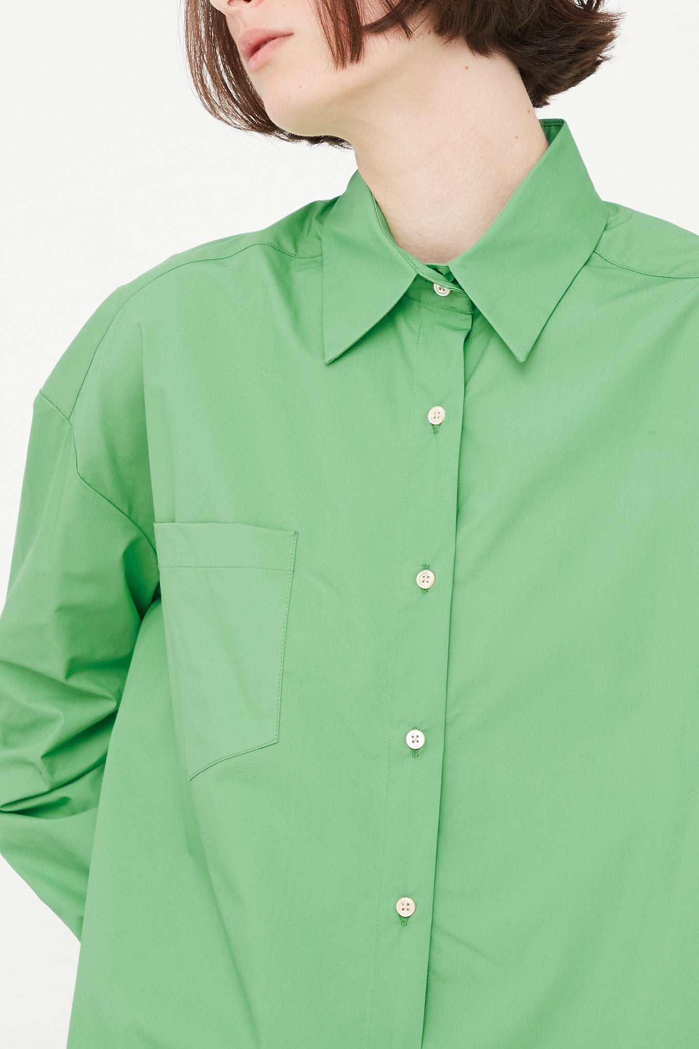 Caron Callahan - Francine Shirt in Jade Poplin collar detail