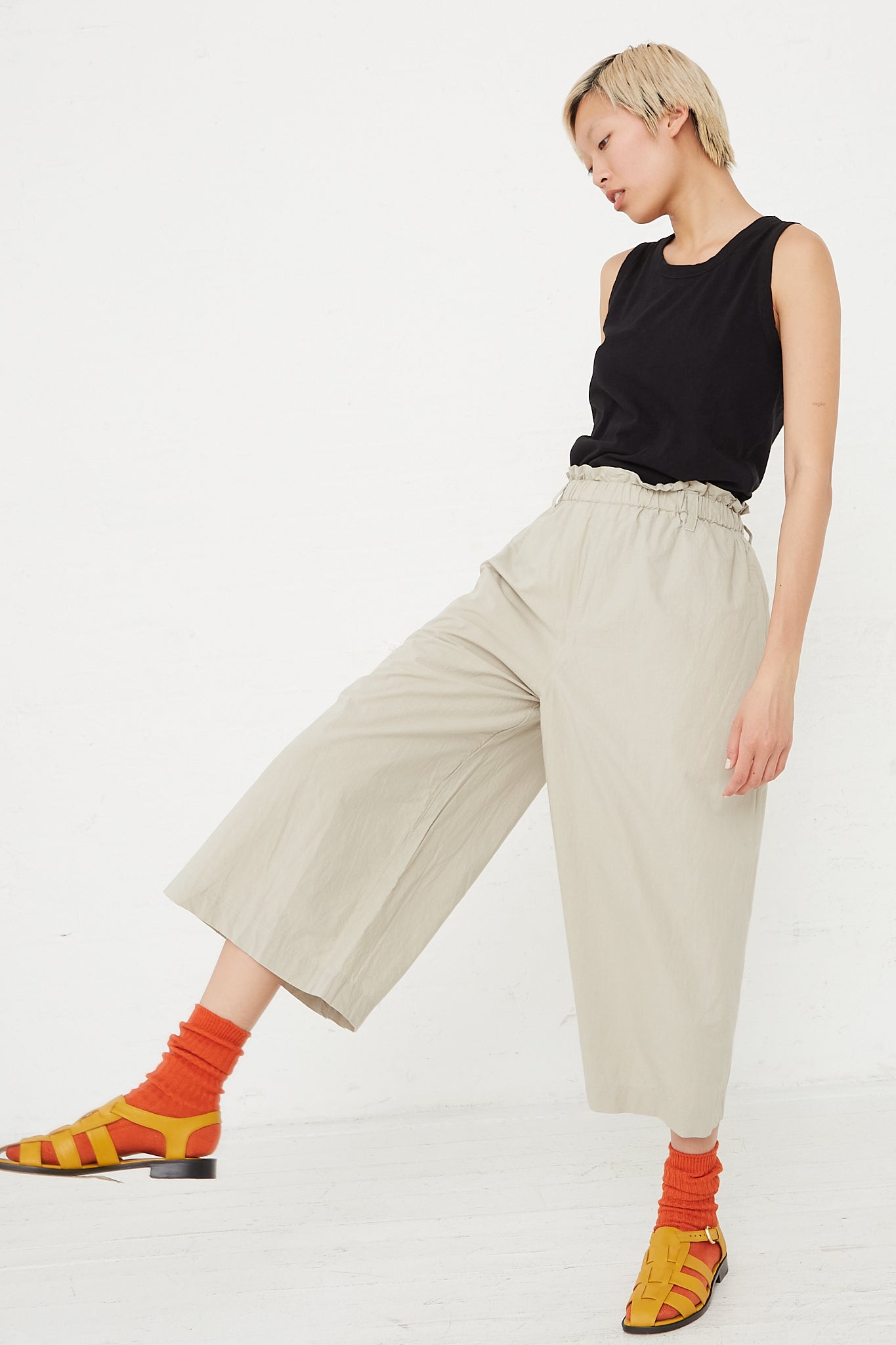 Ichi Antiquites - Azumadaki Cotton Pant in Greige side view
