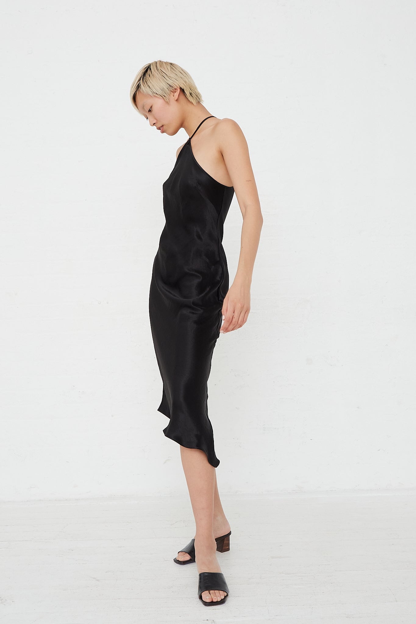 Nomia - Halter Bias Dress in Black side