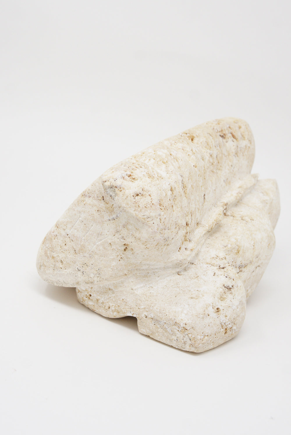 Nadia Yaron - Yellow Travertine Butterfly Sculpture turned on side detail