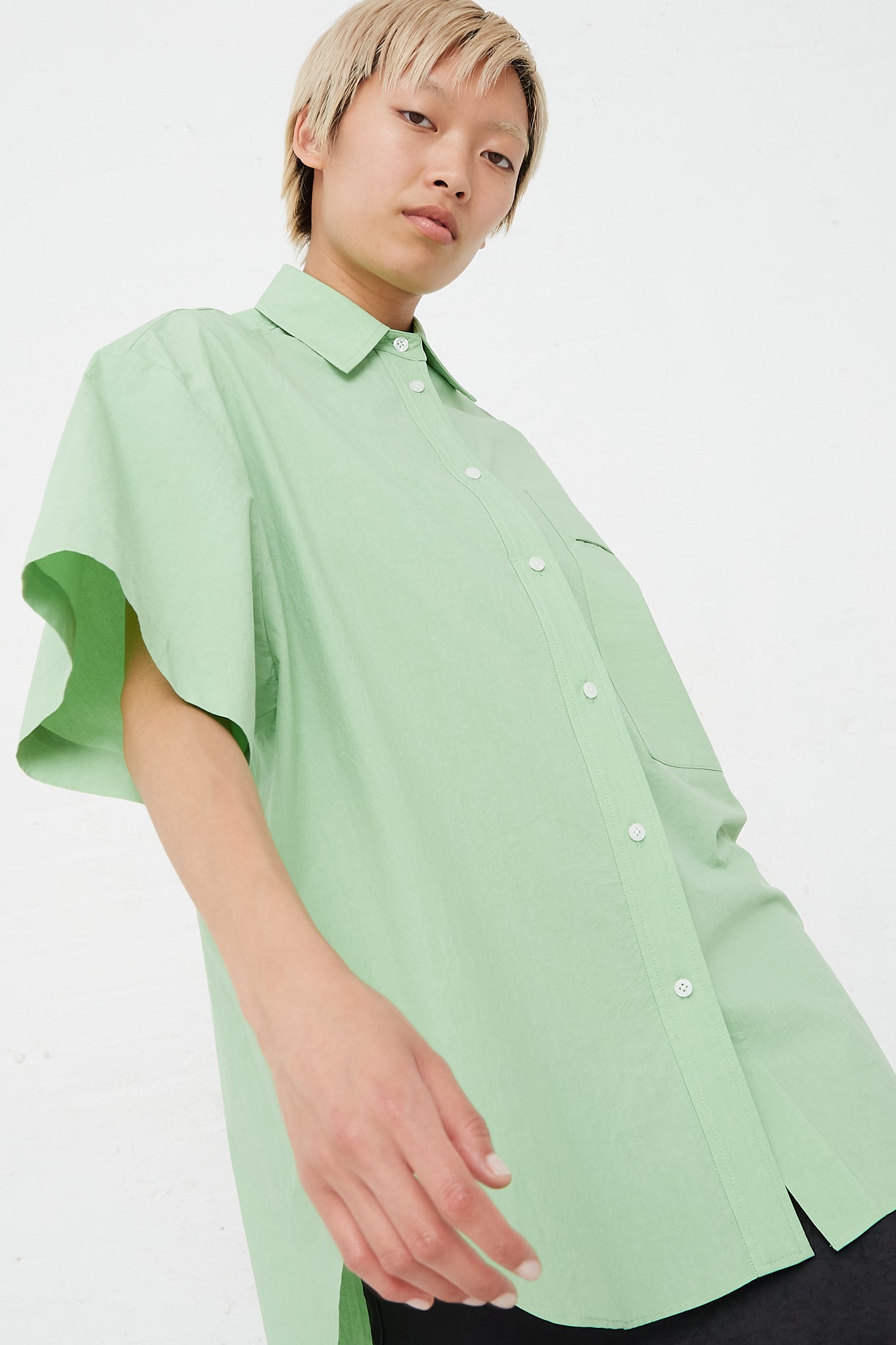  Nomia - Oversized Short Sleeve Shirt in Chlorophyllfront detail
