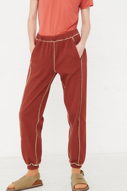 Baserange - Omato Sweatpants in Burned Punica front view