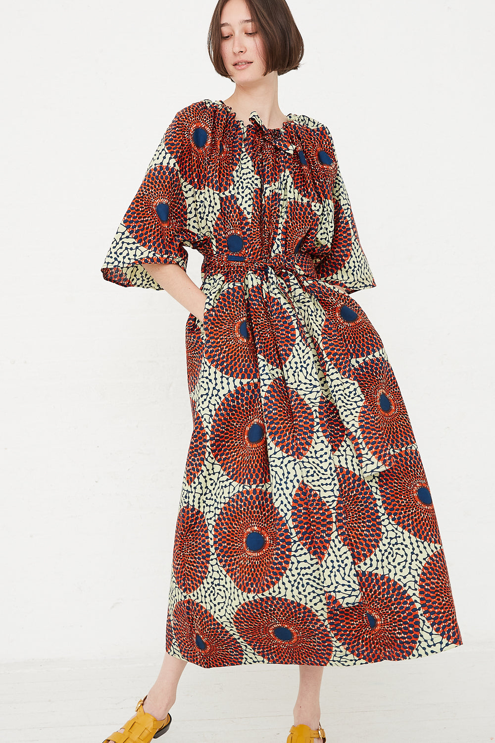 Odile Jacobs - Arabelle Dress in Rust Circles front view
