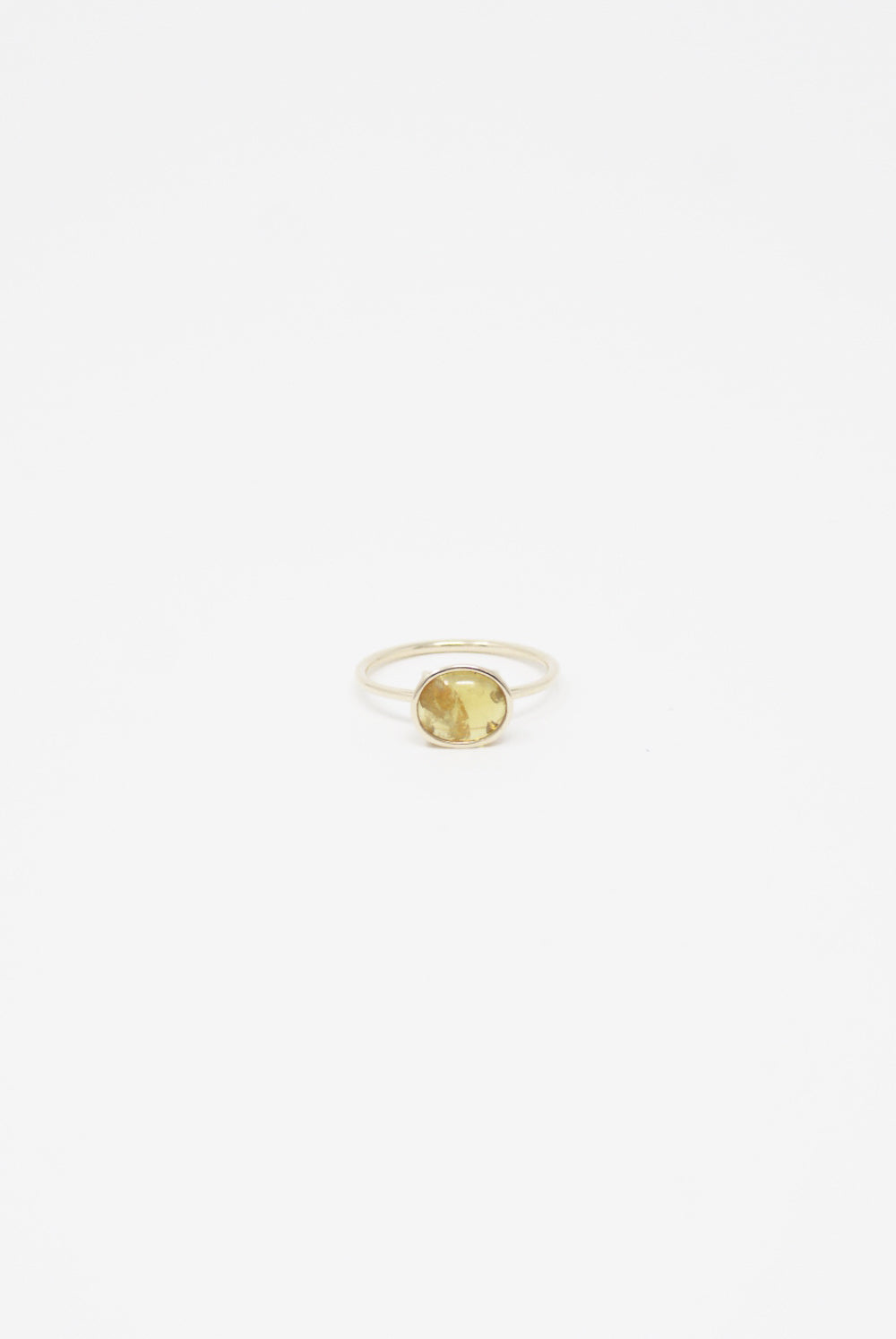 Mary MacGill - 14K Floating Ring in Yellow Tourmaline size 7 front view