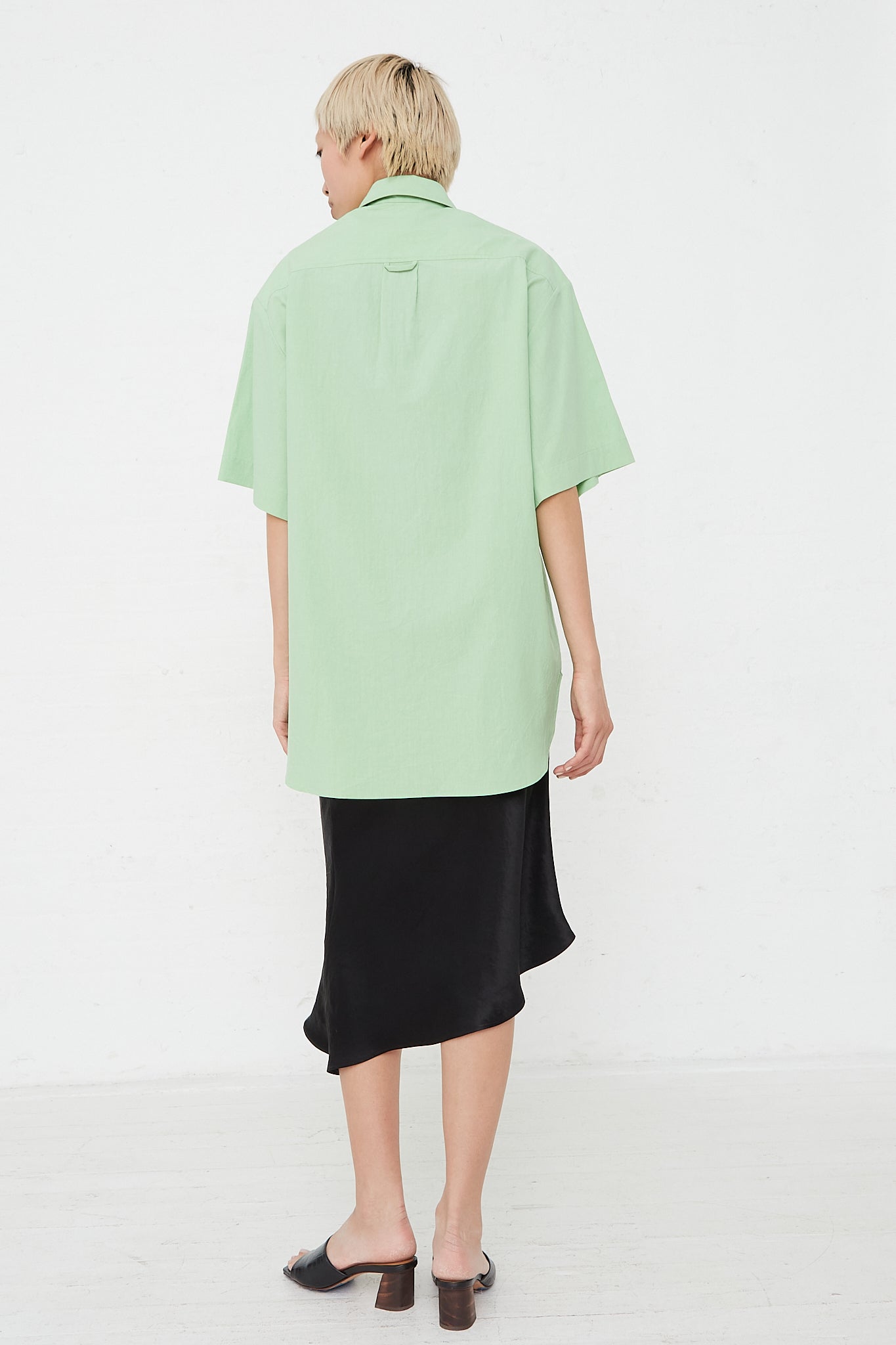 Nomia - Oversized Short Sleeve Shirt in Chlorophyll back view