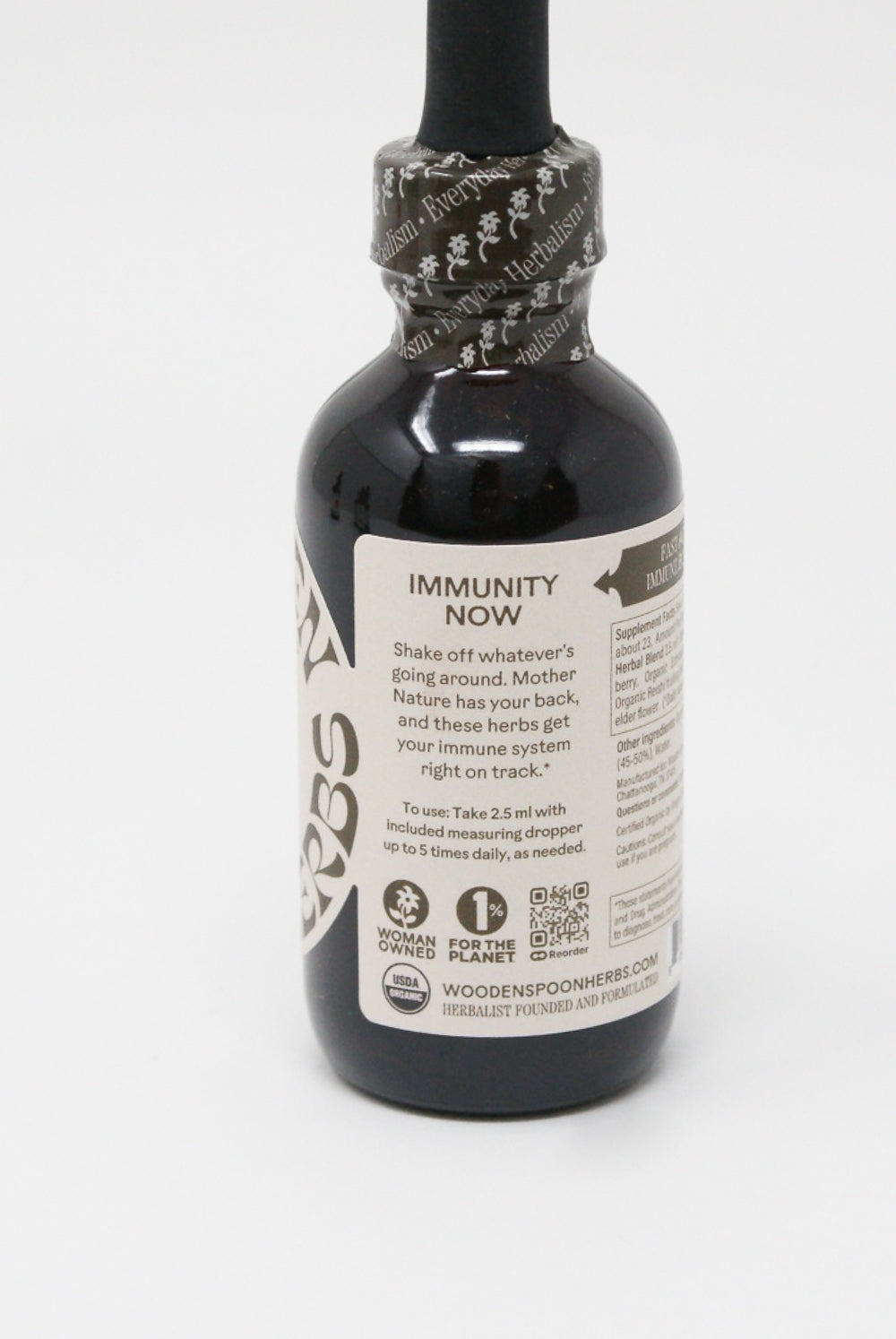 Wooden Spoon Herbs - Immunity Now Tincture back label view