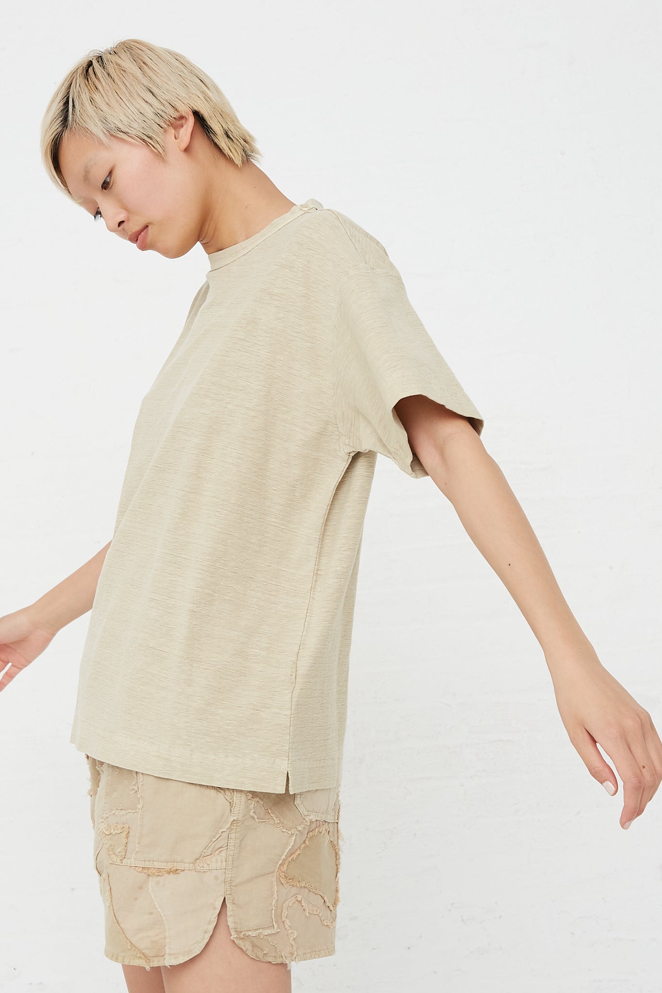 Dr. Collectors - Organic Cotton and Hemp Model Crop T Pigment Dye in Khaki side view