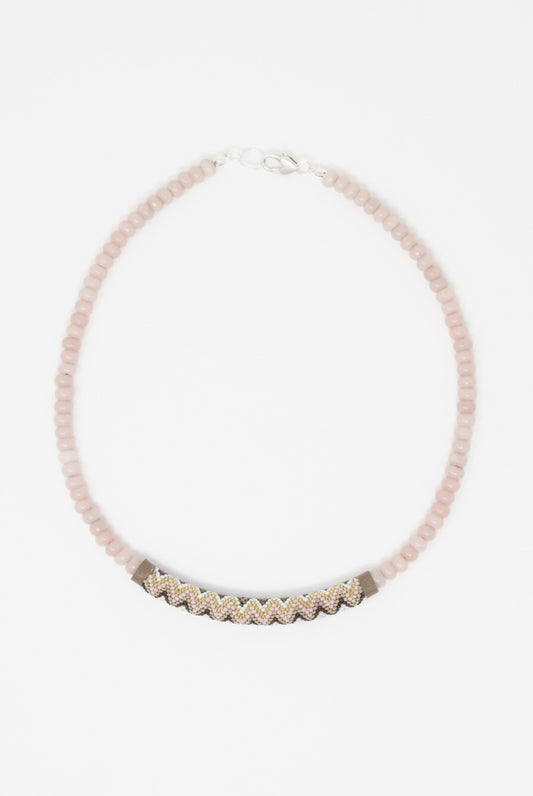 Robin Mollicone - Beaded Bar Necklace in Pink Opal