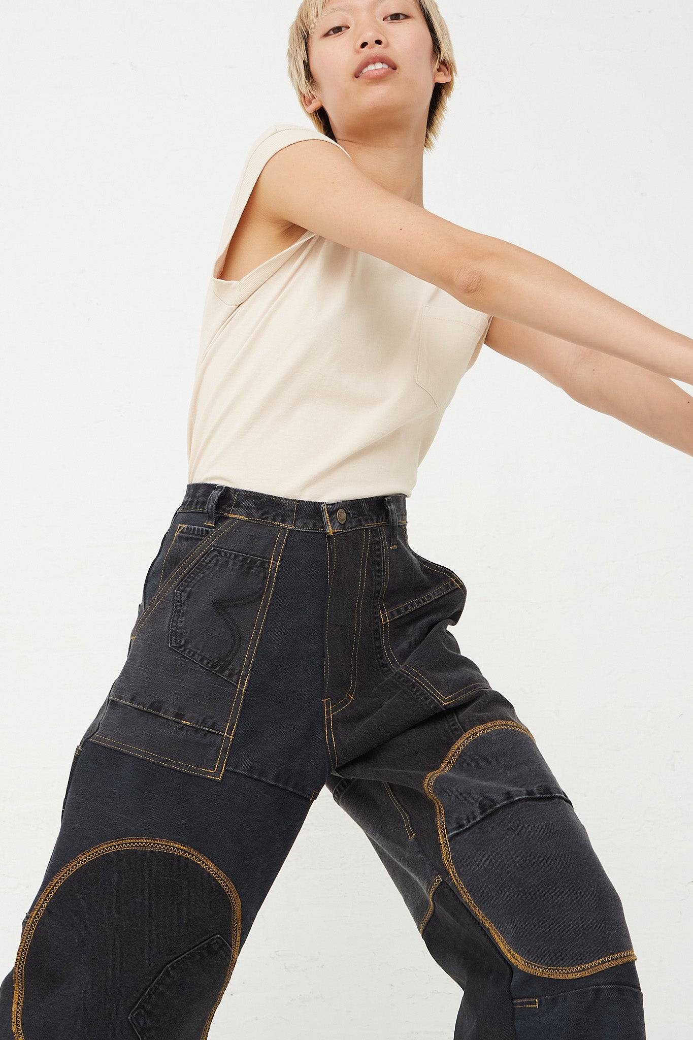 WildRootz - Reworked Jeans in Black Variation B - M front pocket detail