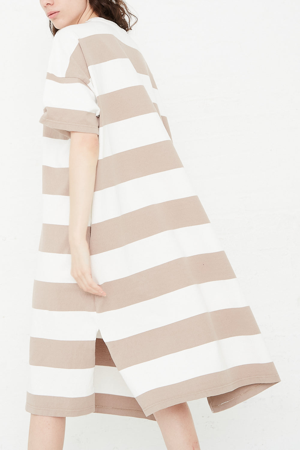 Cotton Dress in White/Beige side view