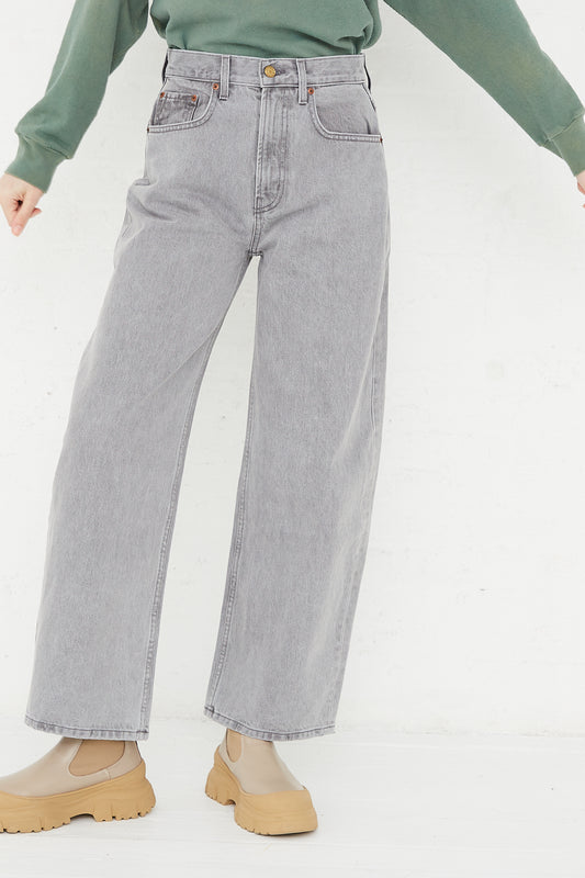 Leroy Mid Relaxed Bow Jean in Grey Stone