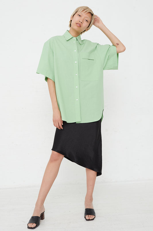 Oversized Short Sleeve Shirt in Chlorophyll