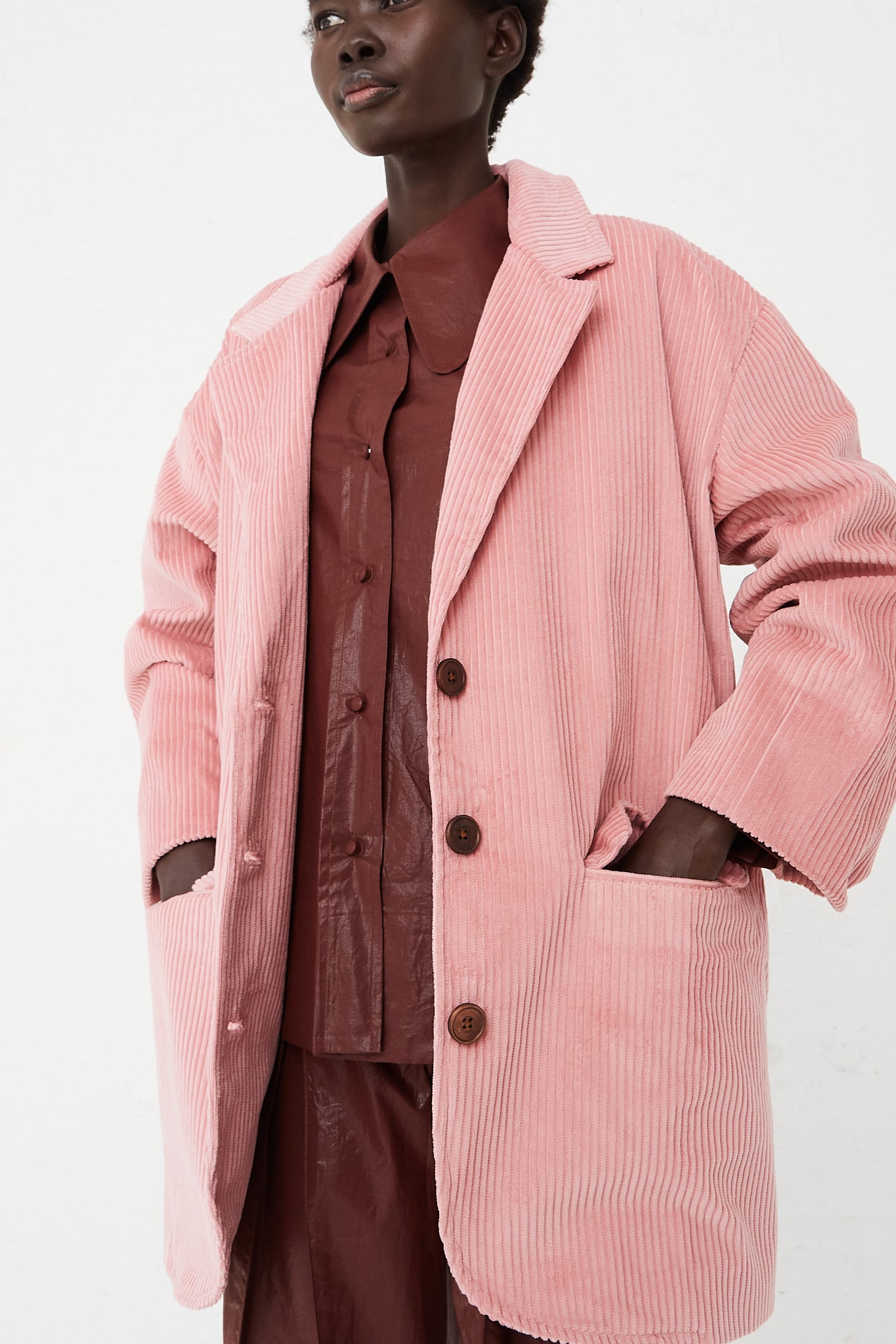 CARON CALLAHAN - Corduroy Inness Jacket in Blush | Oroboro Store | Front