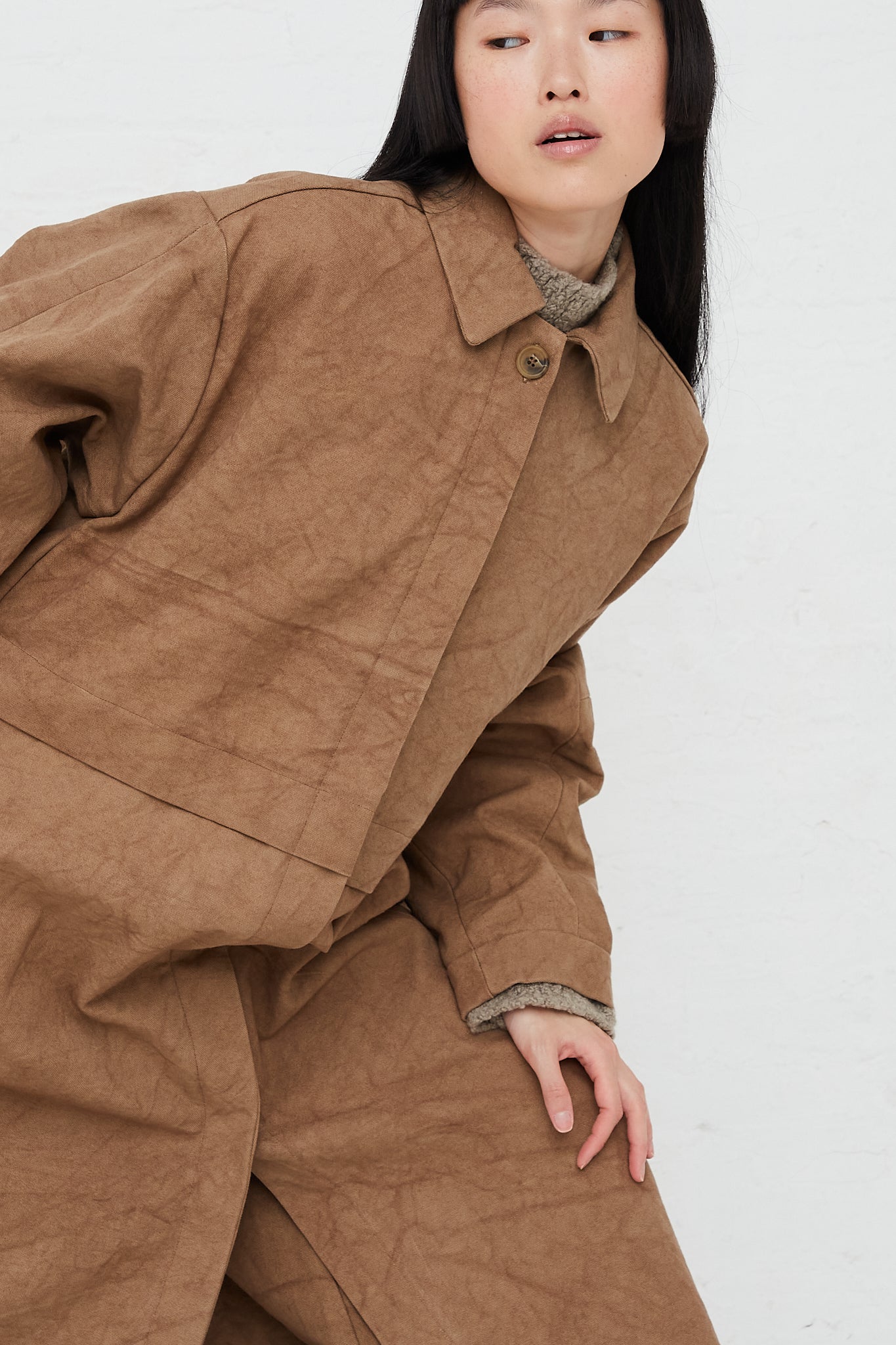 Oversized Canvas Trench by Lauren Manoogian for Oroboro Front Upclose