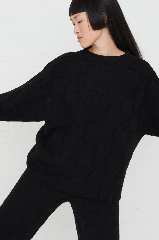 Konak Knit Sweater in Black by Baserange for Oroboro Front
