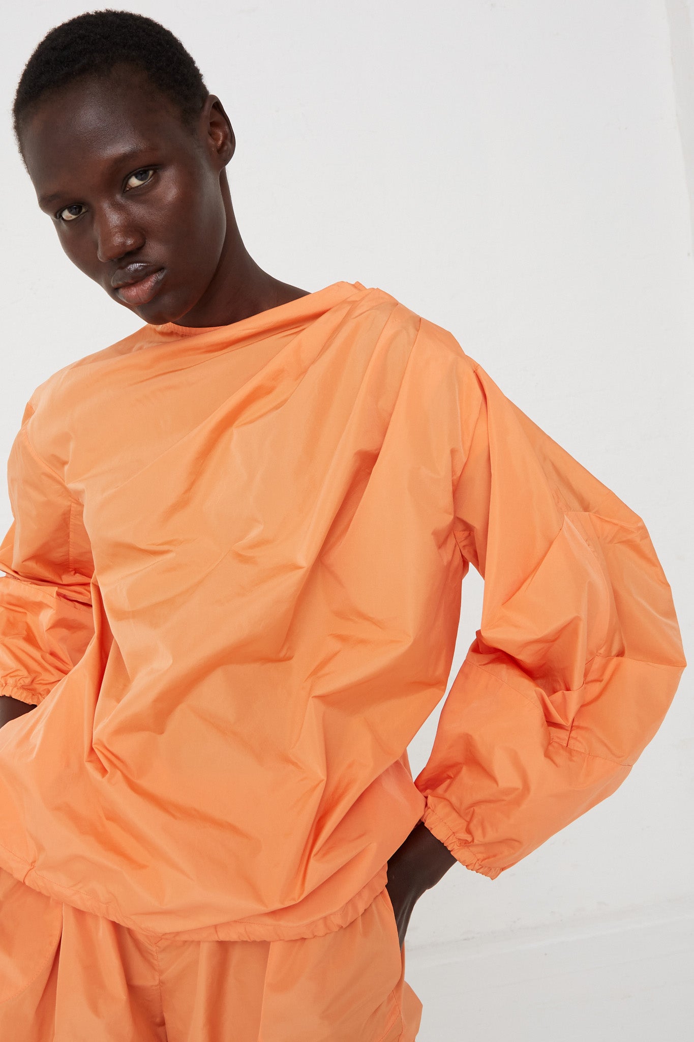 Veronique Leroy - Taffeta Water-Repellent Jacket in Cantaloup front sleeve detail