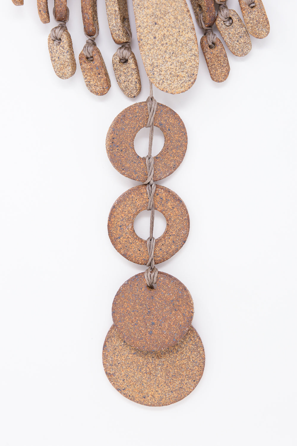 Heather Levine Wall Hanging - Teardrops With Circles in Mixed Brown detail