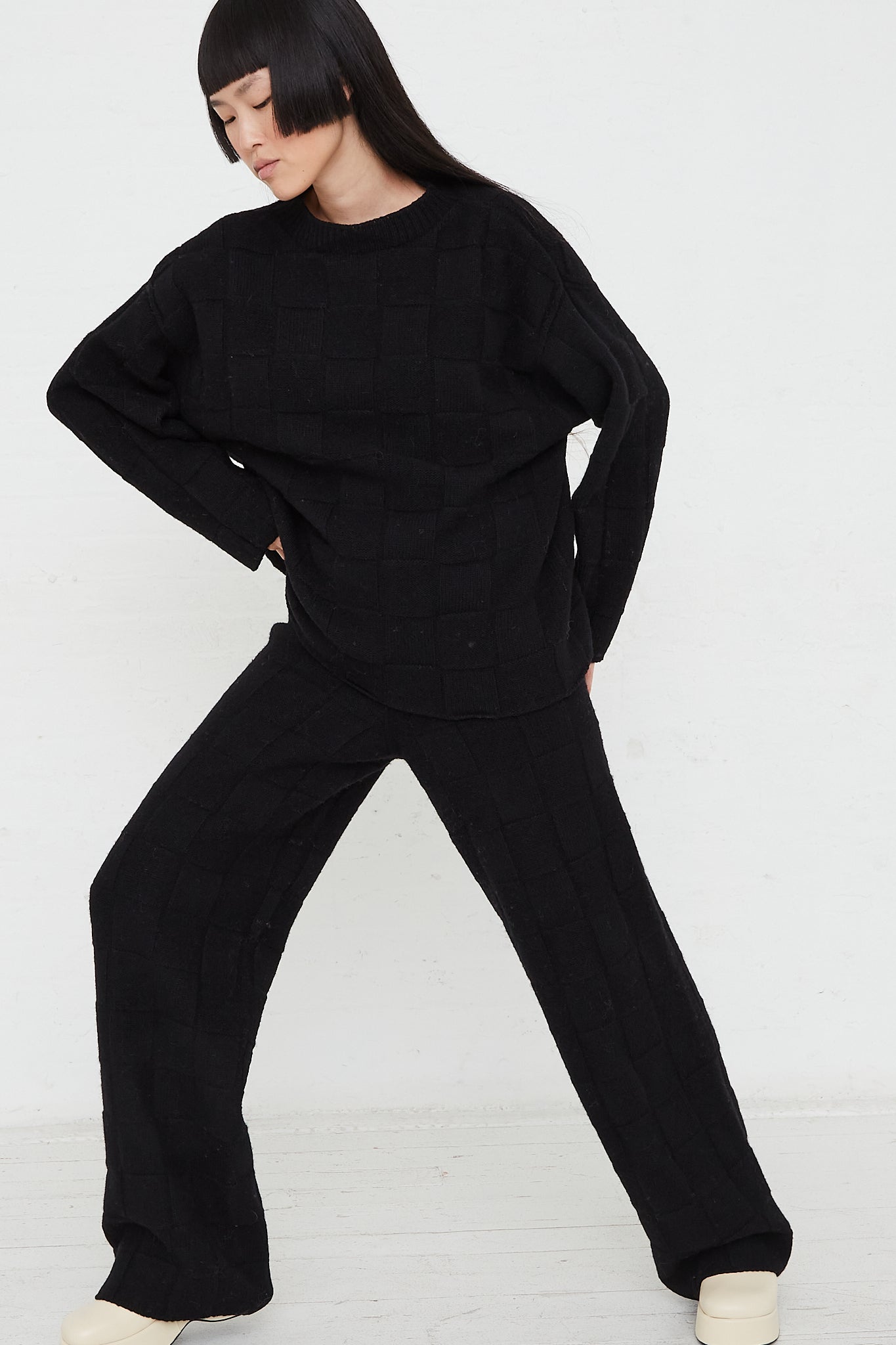 Konak Knit Pant in Black by Baserange for Oroboro Front