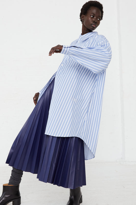 Shirt Dress in Blue Stripe by MM6 for Oroboro Front