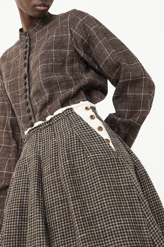 HALLELUJAH Jupe Skirt in Beige Plaid - Oroboro Store