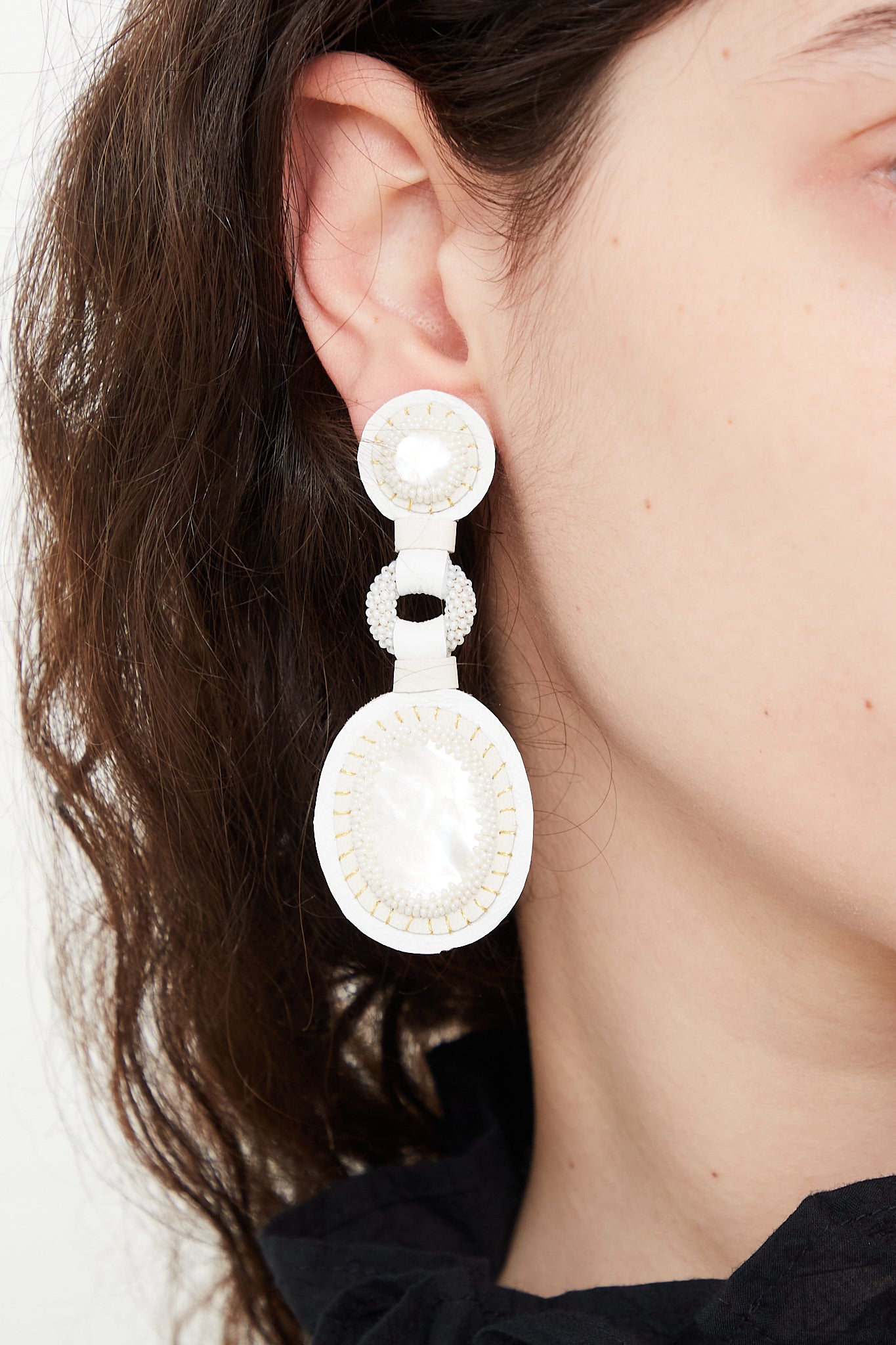Double Stone Earrings in Mother of Pearl