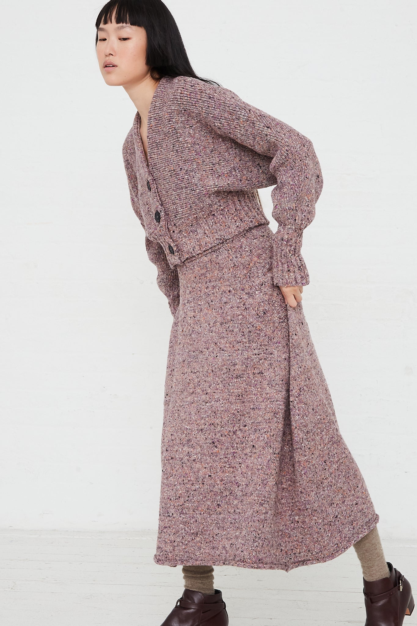 RACHEL COMEY - Neps Tweed Knit Rapt Skirt in Violet | Oroboro Store