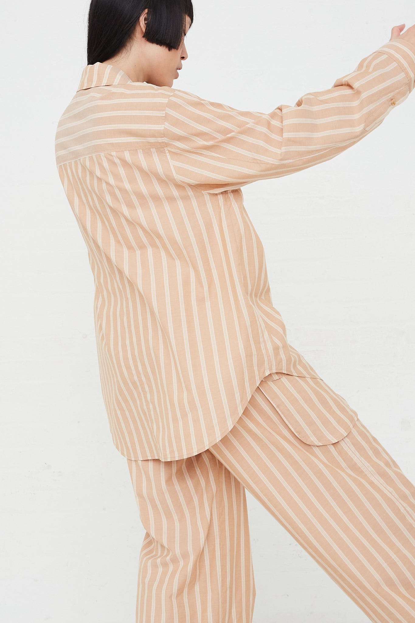 REJINA PYO - Caprice Cotton Shirt in Stripe Pink | Oroboro Store