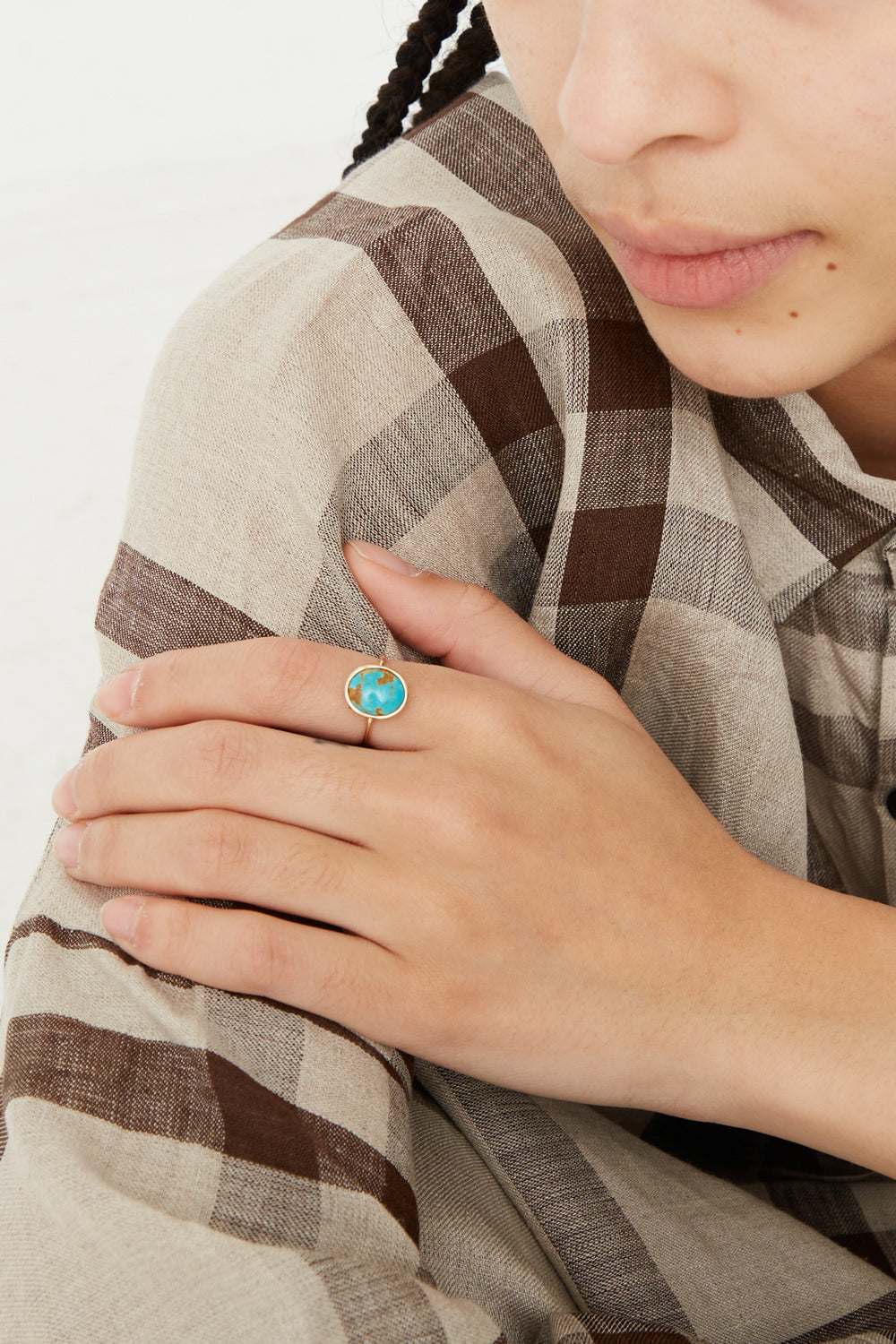 Mary MacGill - 14K Floating Ring in Turquoise on model view