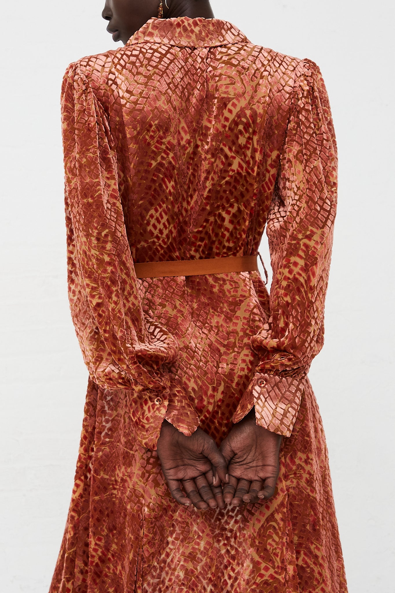 Thalia Velvet Dress in Sienna by Ulla Johnson for Oroboro Back