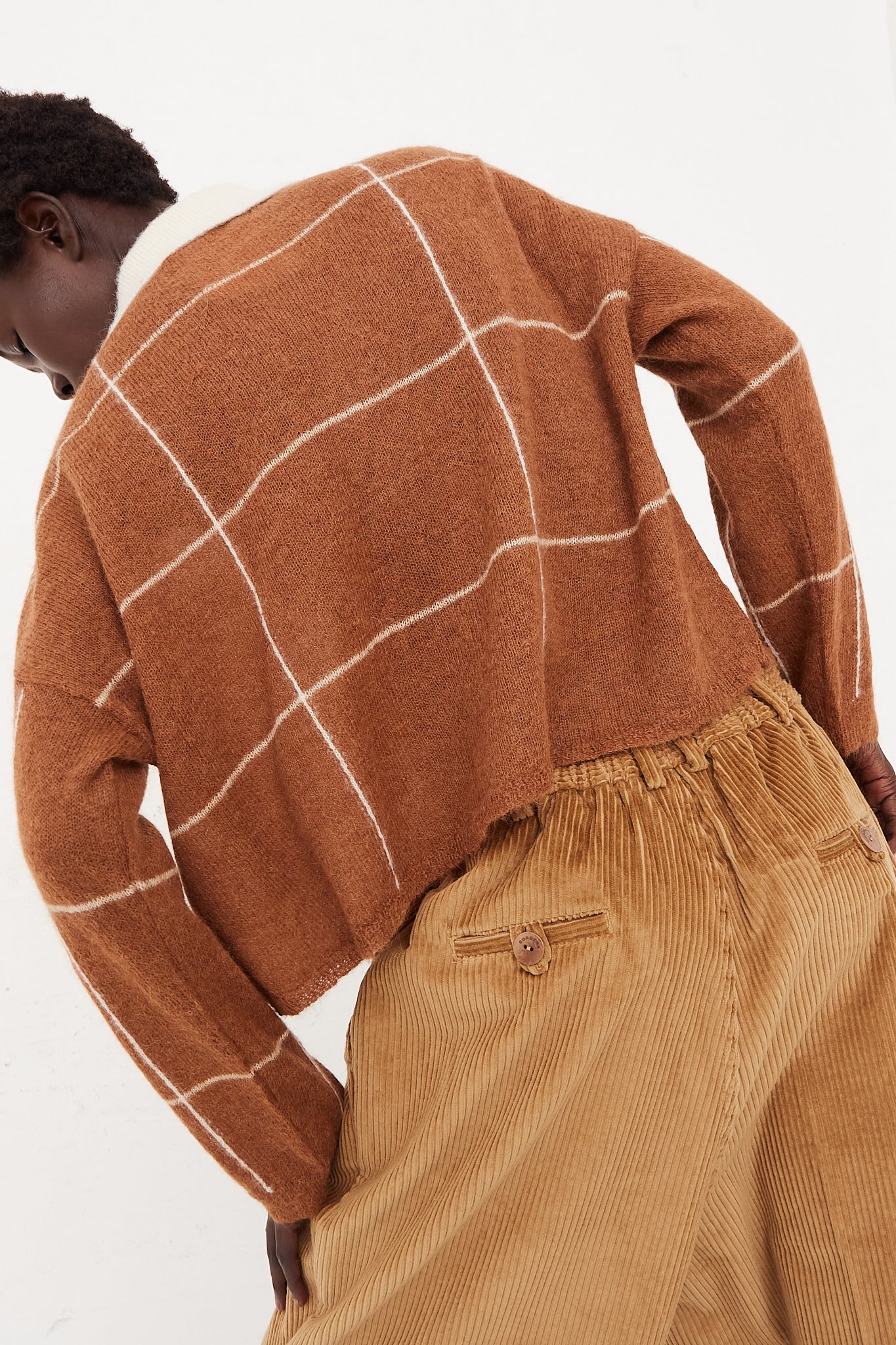 Plaid Polo Sweater in Camel