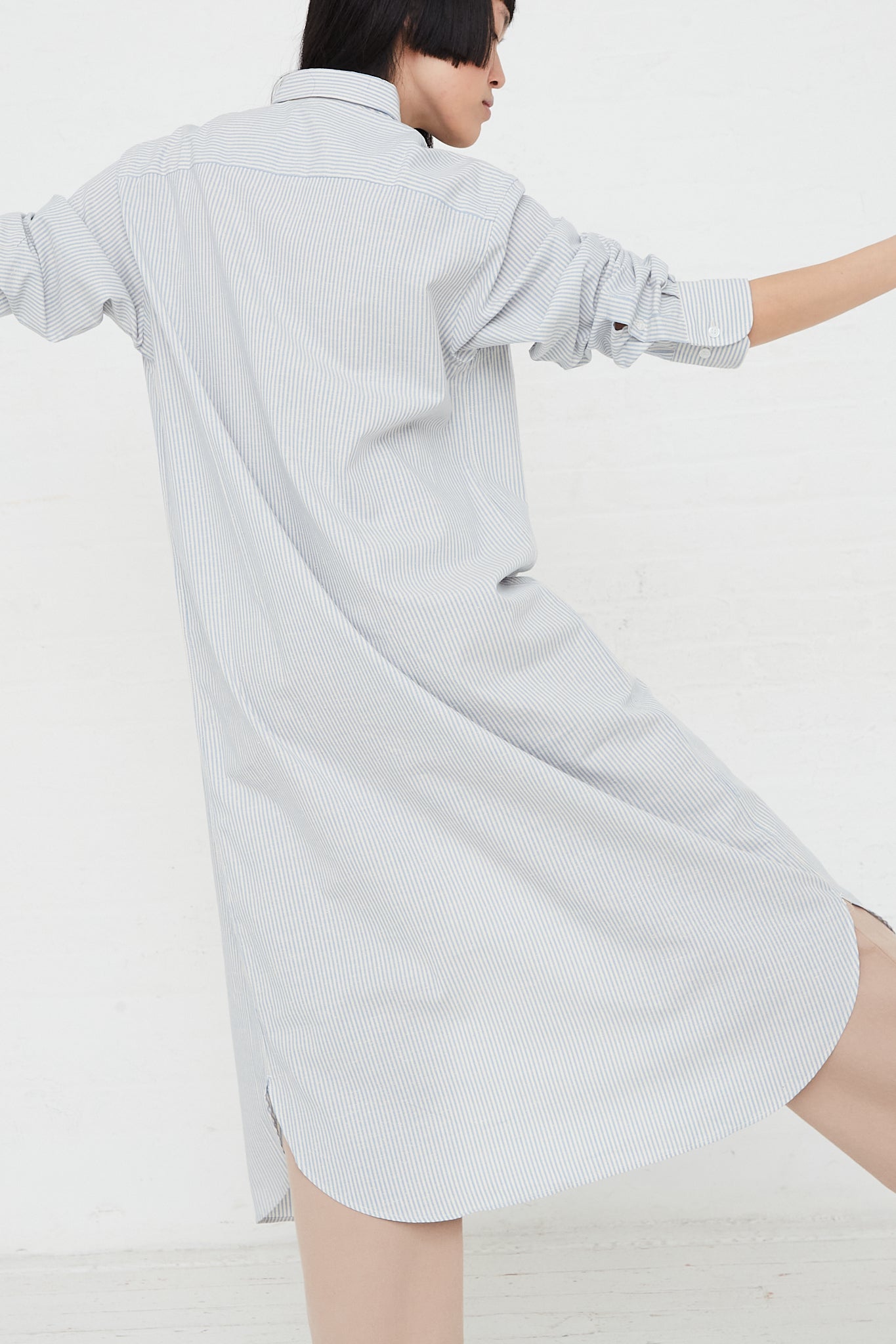 Ole Long Sleeve Shirt Dress in Organic Cotton by Baserange for Oroboro Back