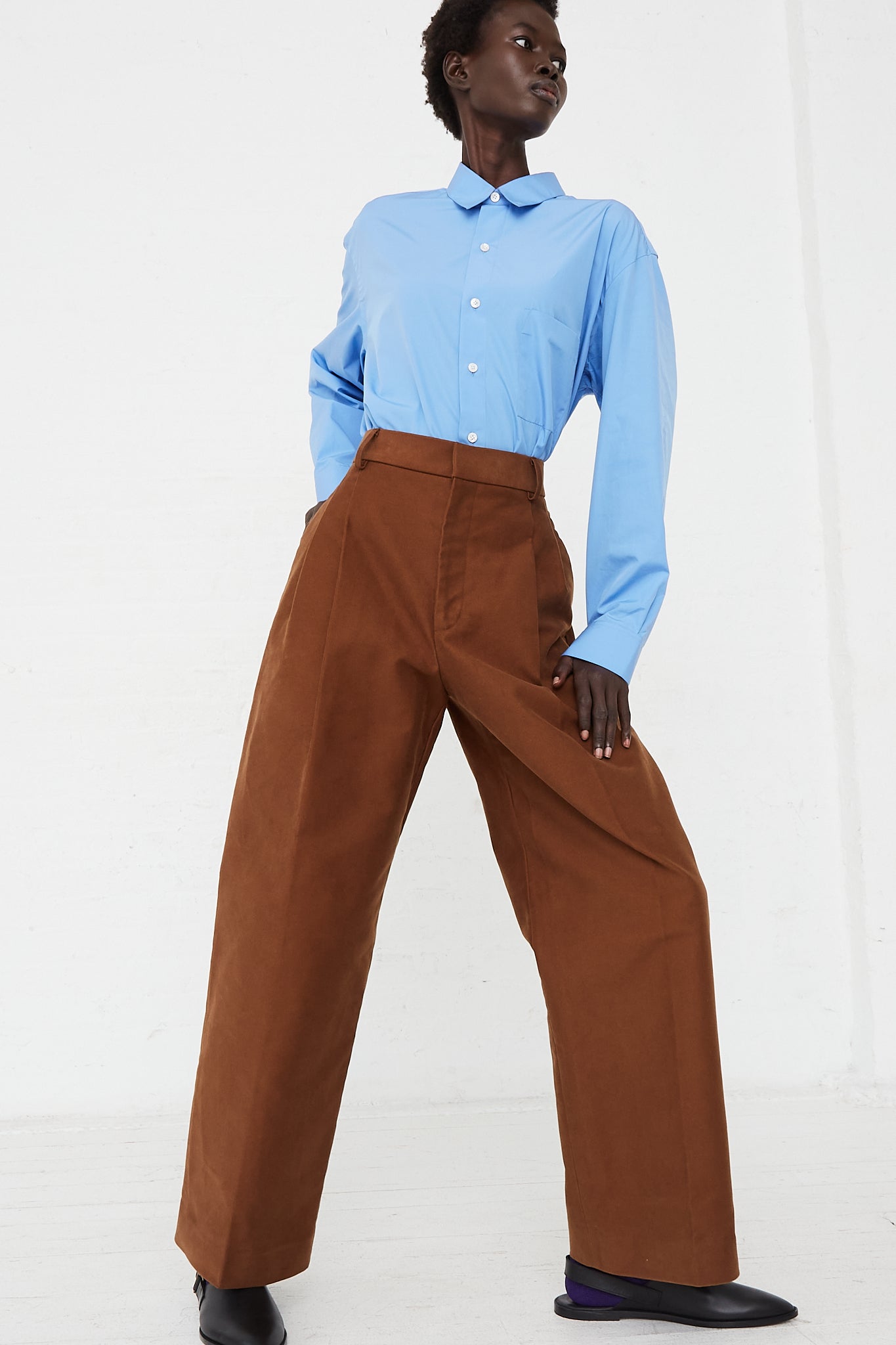 Double Pleated Wide Trousers by CristaSeya for Oroboro Front