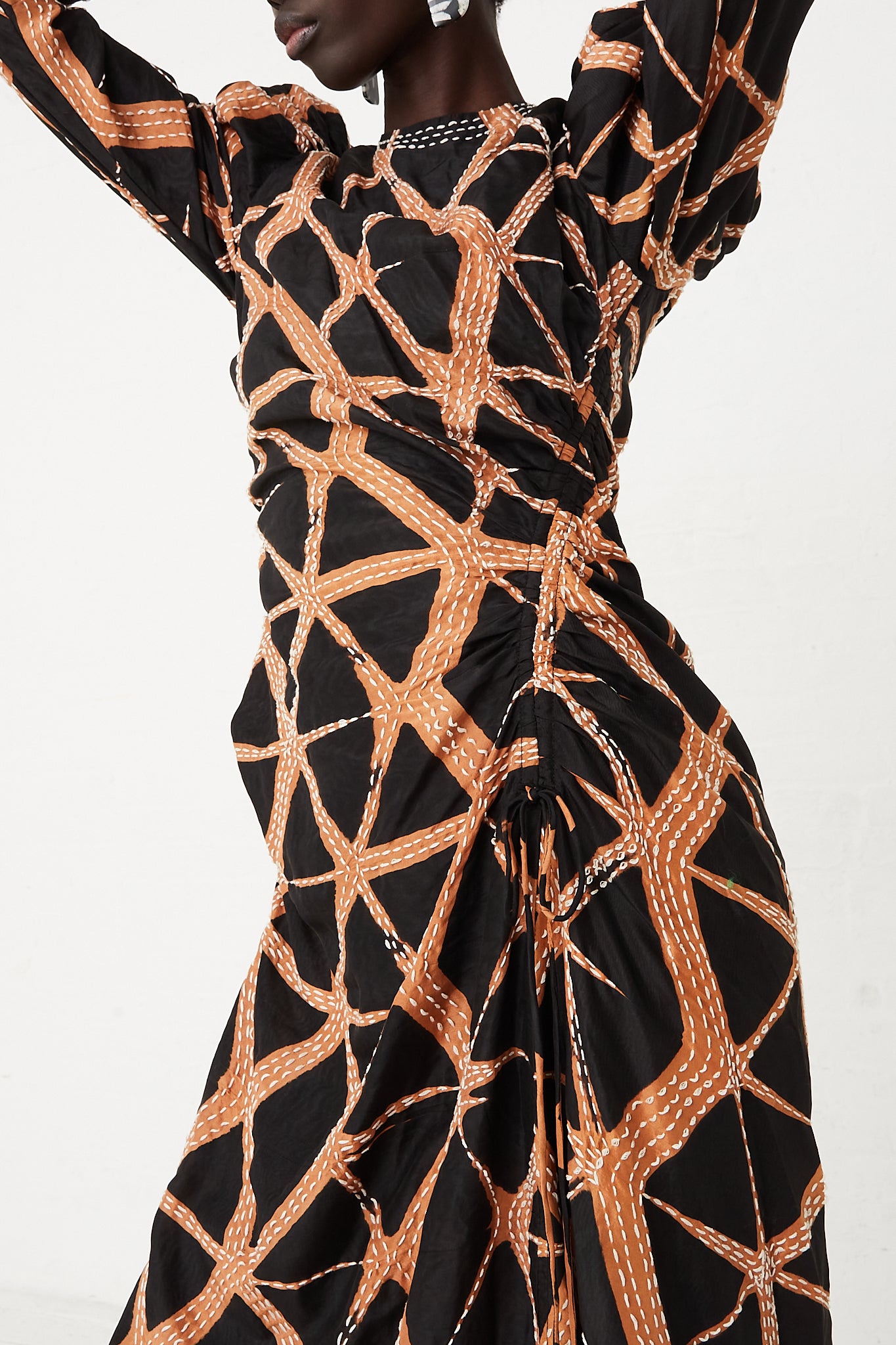 Amalie Dress in Hand-Dyed Silk Black by Ulla Johnson for Oroboro Front