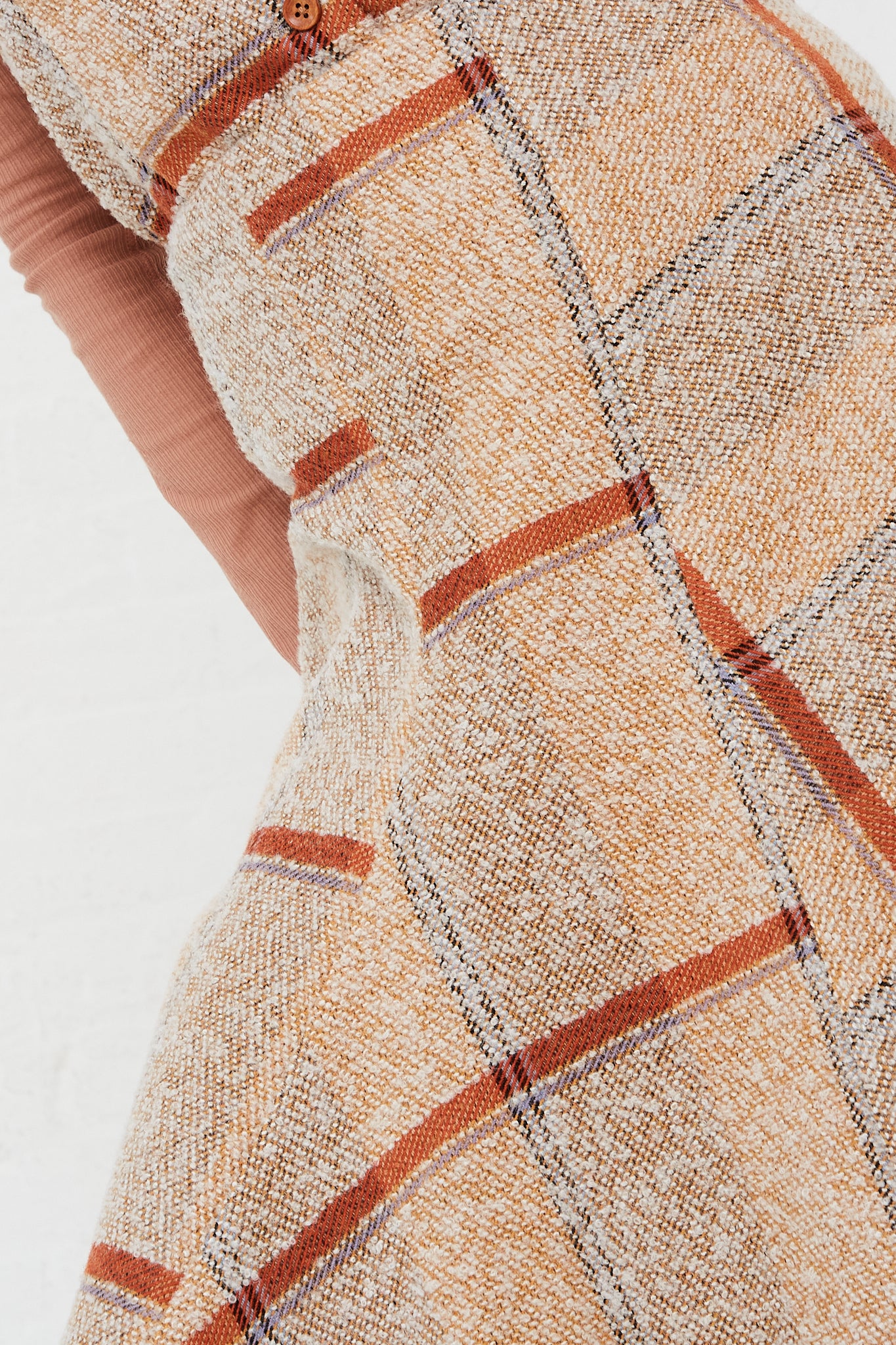 CARON CALLAHAN - Boucle Camden Skirt in Blanket Plaid | Oroboro Store | Front Fabric Detail