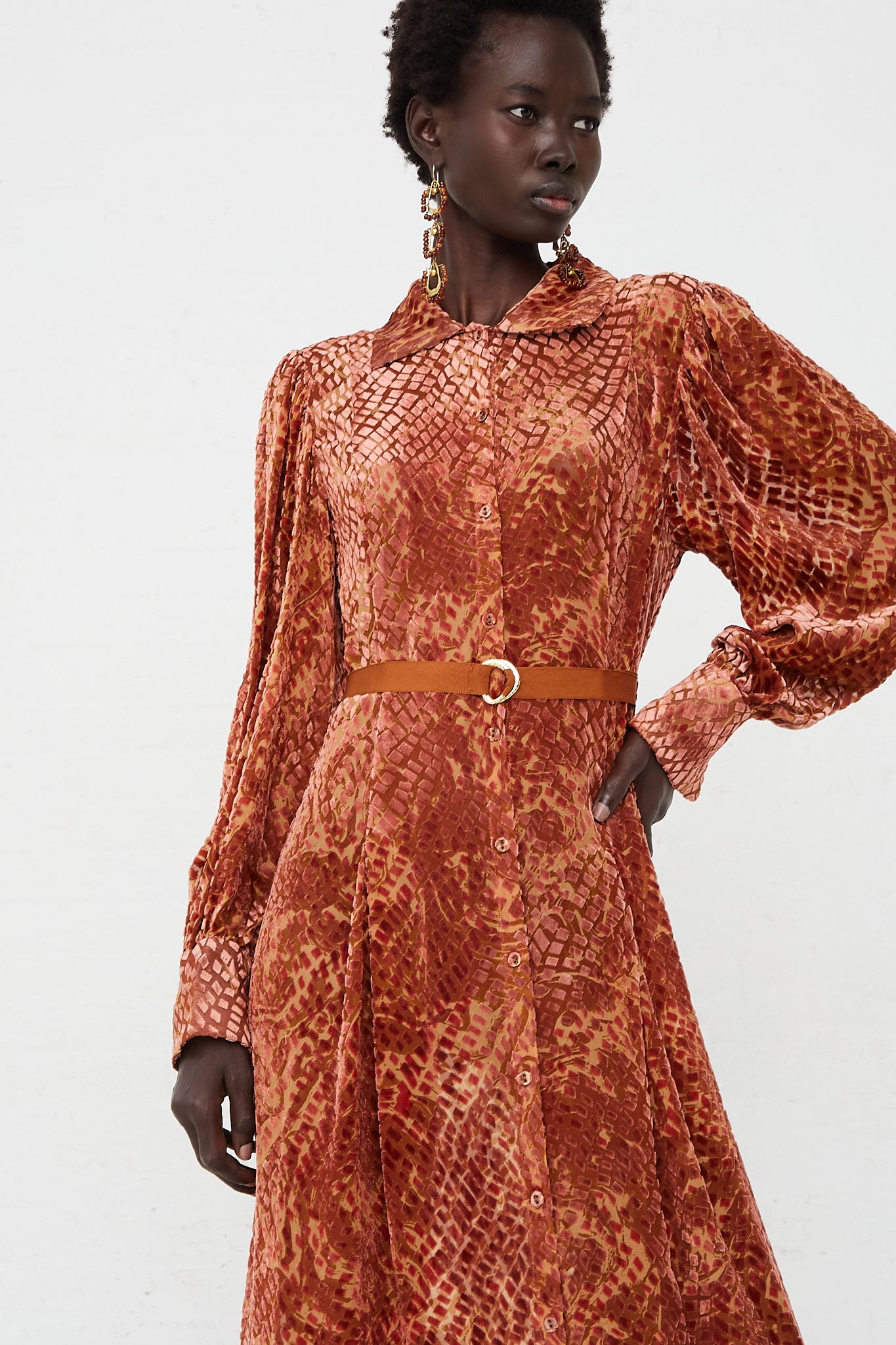 Thalia Velvet Dress in Sienna by Ulla Johnson for Oroboro Front