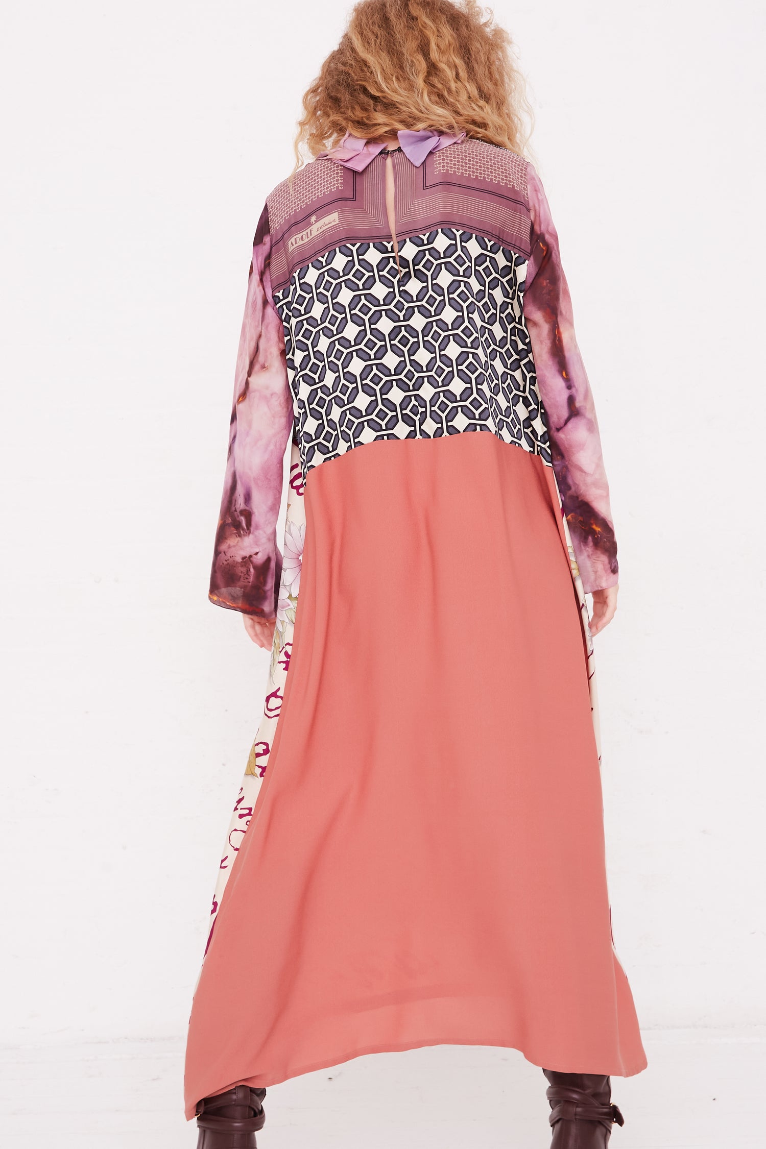 BETTINA BAKDAL Silk Hedwig Dress with Classic Mandarin Collar