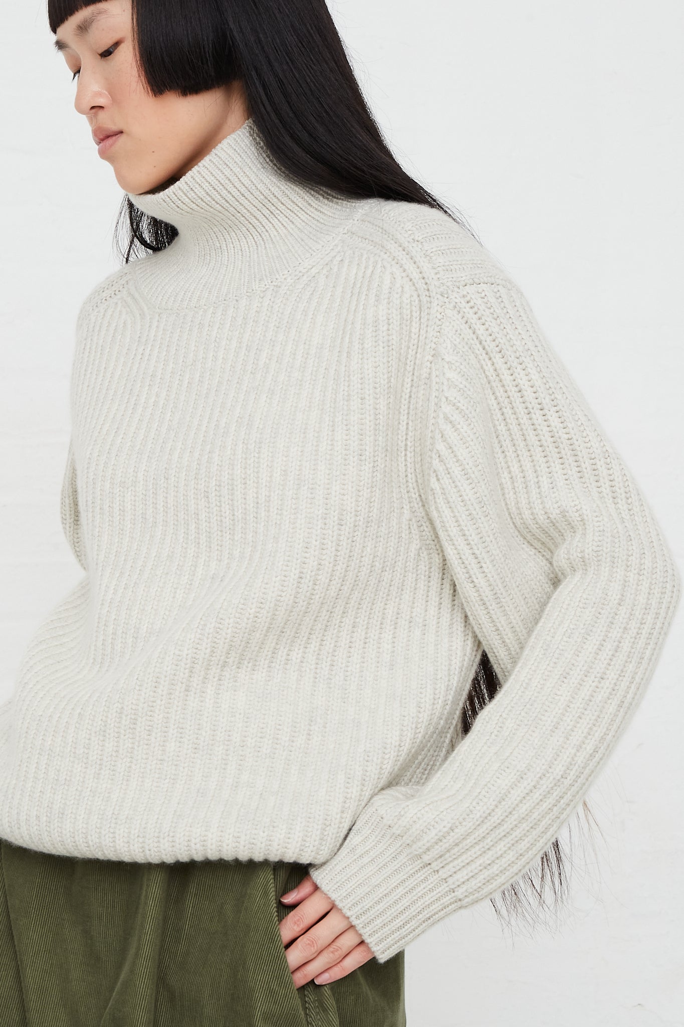 SOFIE D'HOORE - Wool Cashmere Mom Sweater in Snow Melange | Oroboro Store